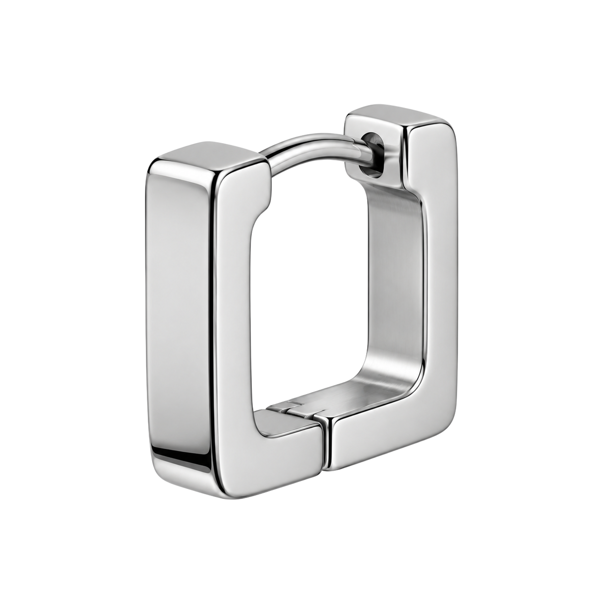 Premium Stainless Steel Square Hoop Earring – Polished Silver | ULLVEMORA