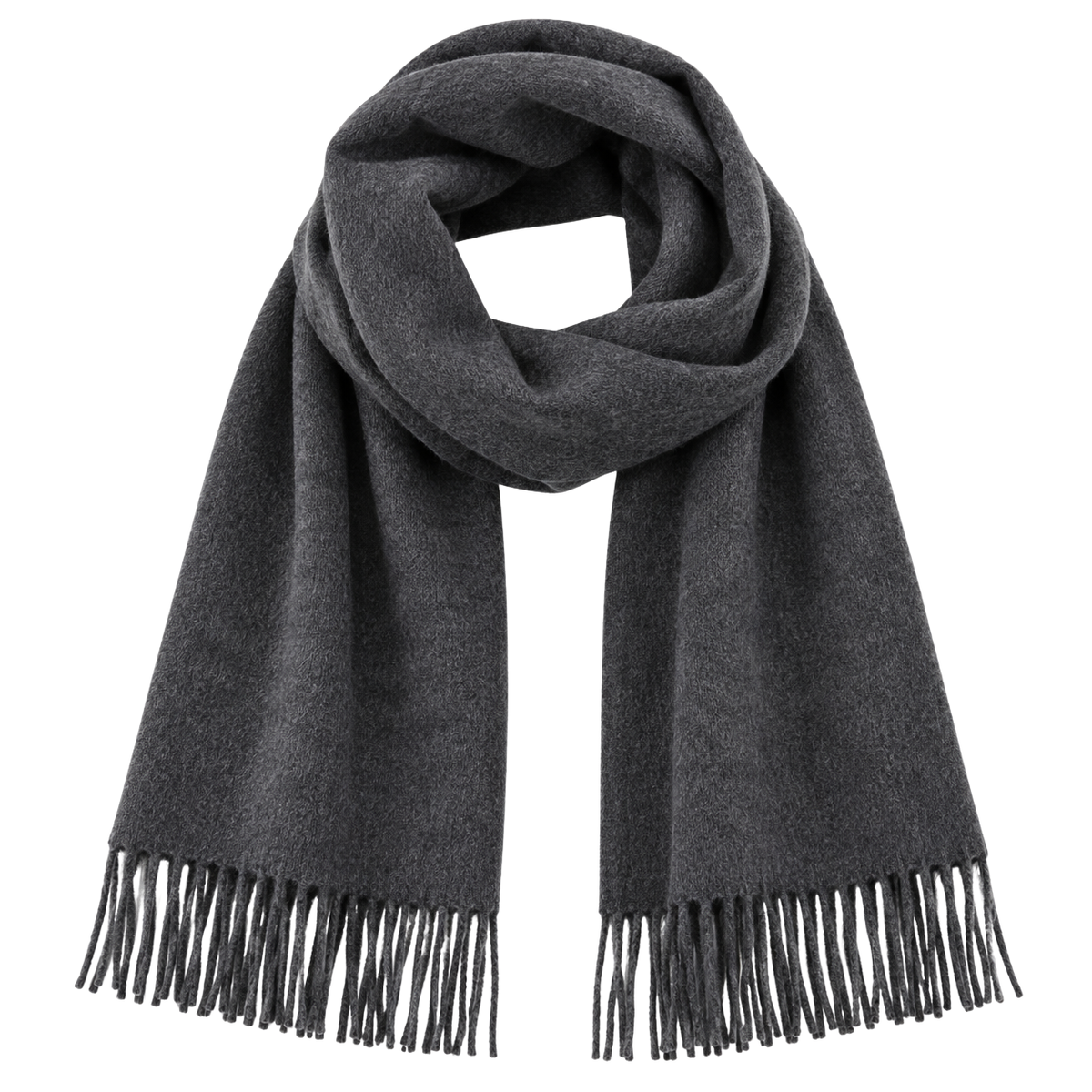 Premium Soft-Touch Fringed Scarf – Charcoal Grey | ULLVEMORA