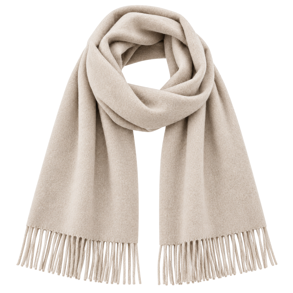Premium Soft-Touch Fringed Scarf – Light Cream Beige | ULLVEMORA