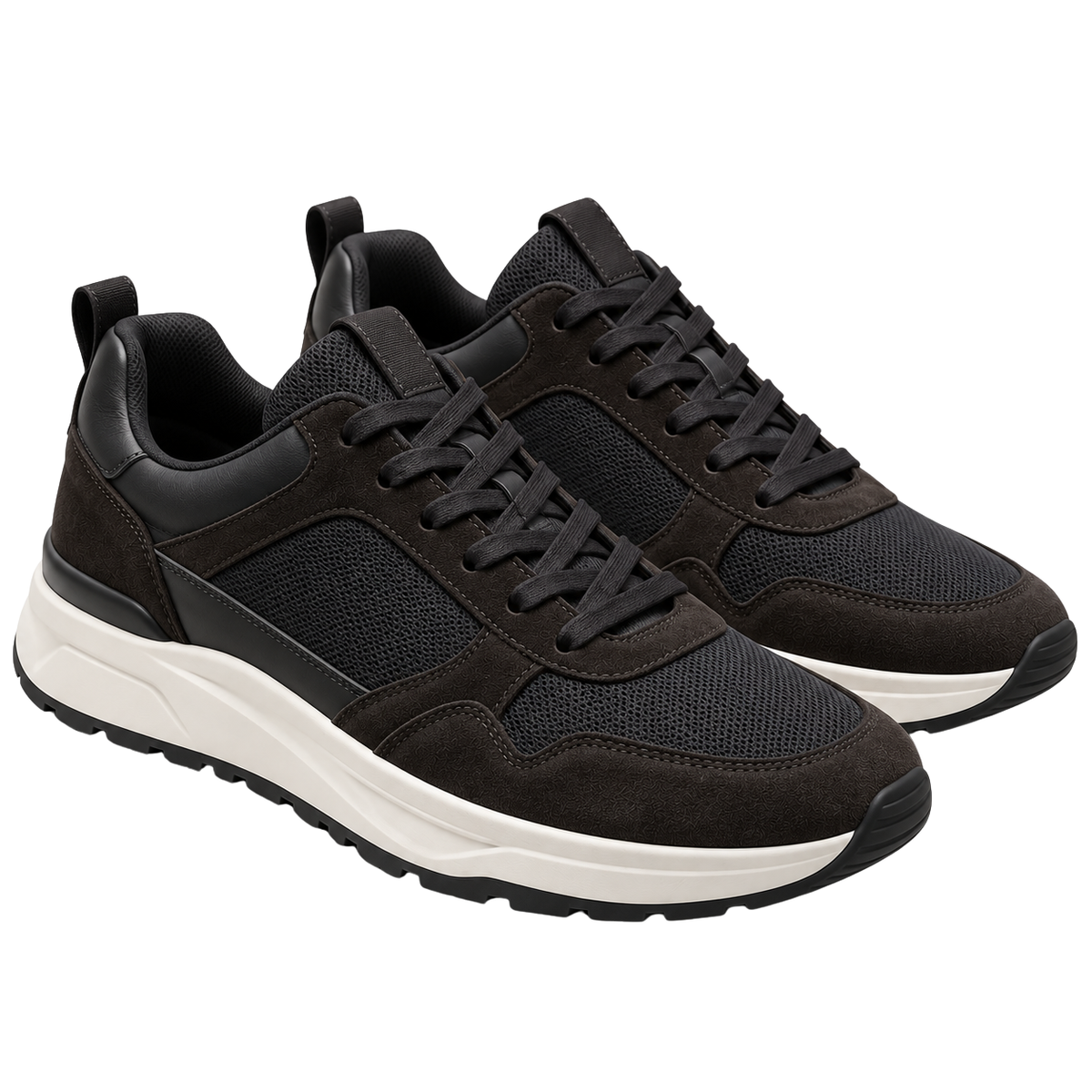 Premium Suede & Mesh Lifestyle Trainers – Midnight Black | ULLVEMORA