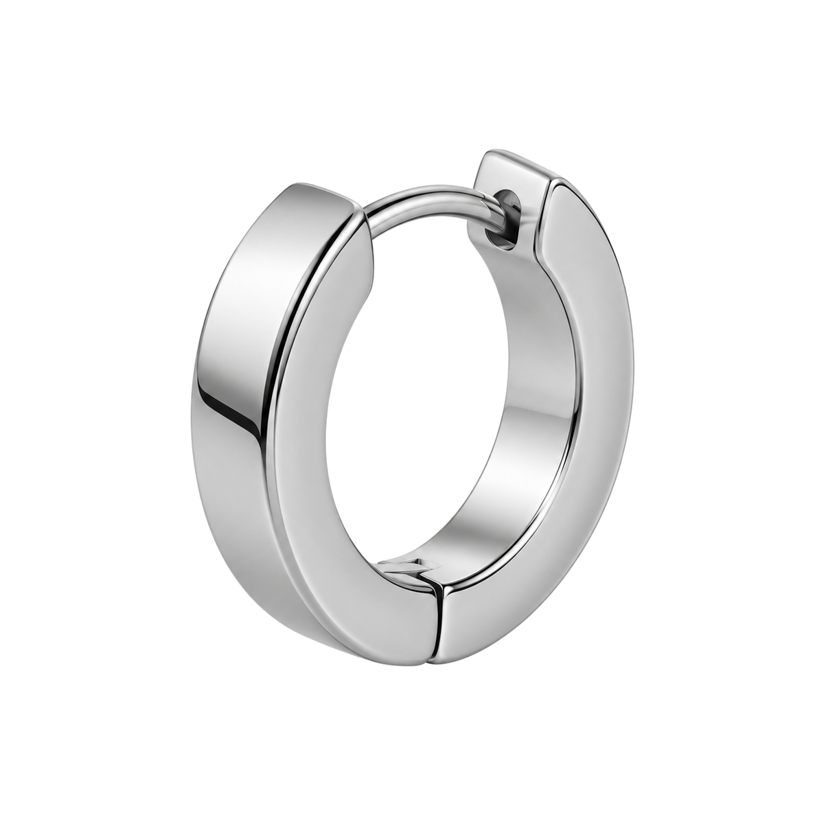 Premium Stainless Steel Huggie Hoop Earring – Polished Silver | ULLVEMORA